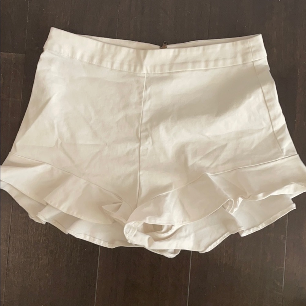 White ruffle short